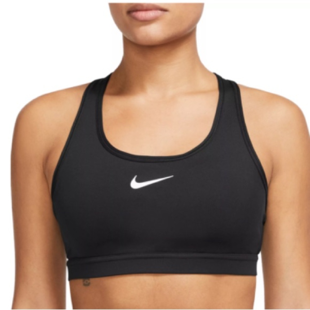 Nike  Black Dri-Fit Medium Support Swoosh Sports Bra
